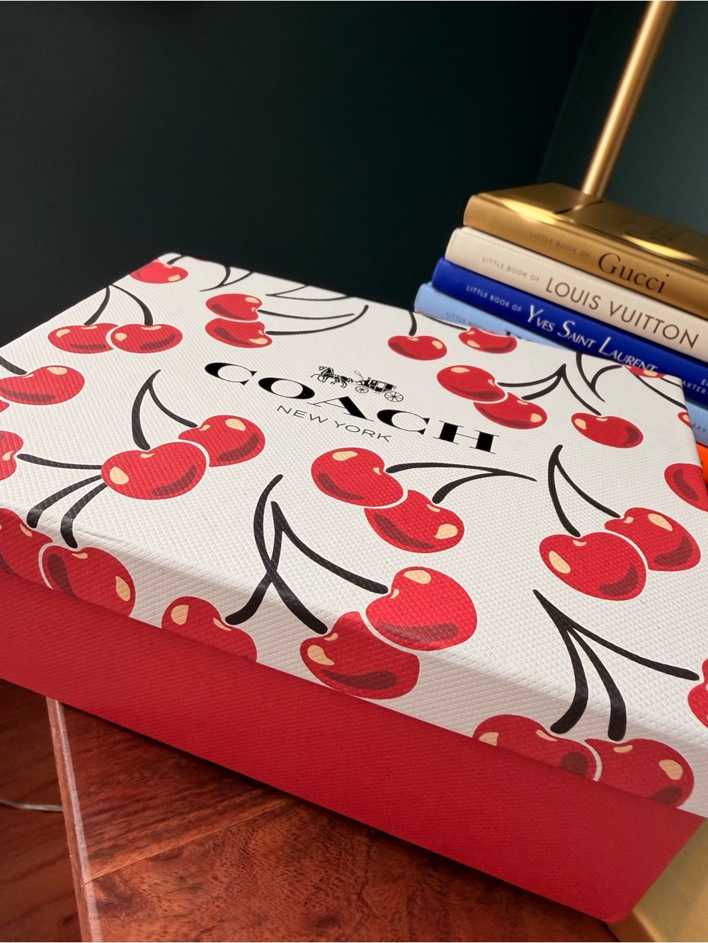 COACH Women’s Cherry-Print Coin Purse with Gift Set Box - White/Red - Picture 3 of 4